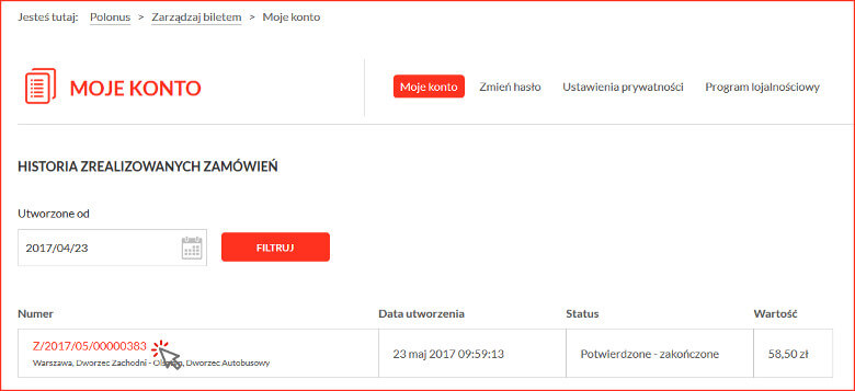 zarządzanie kontem użytkownika